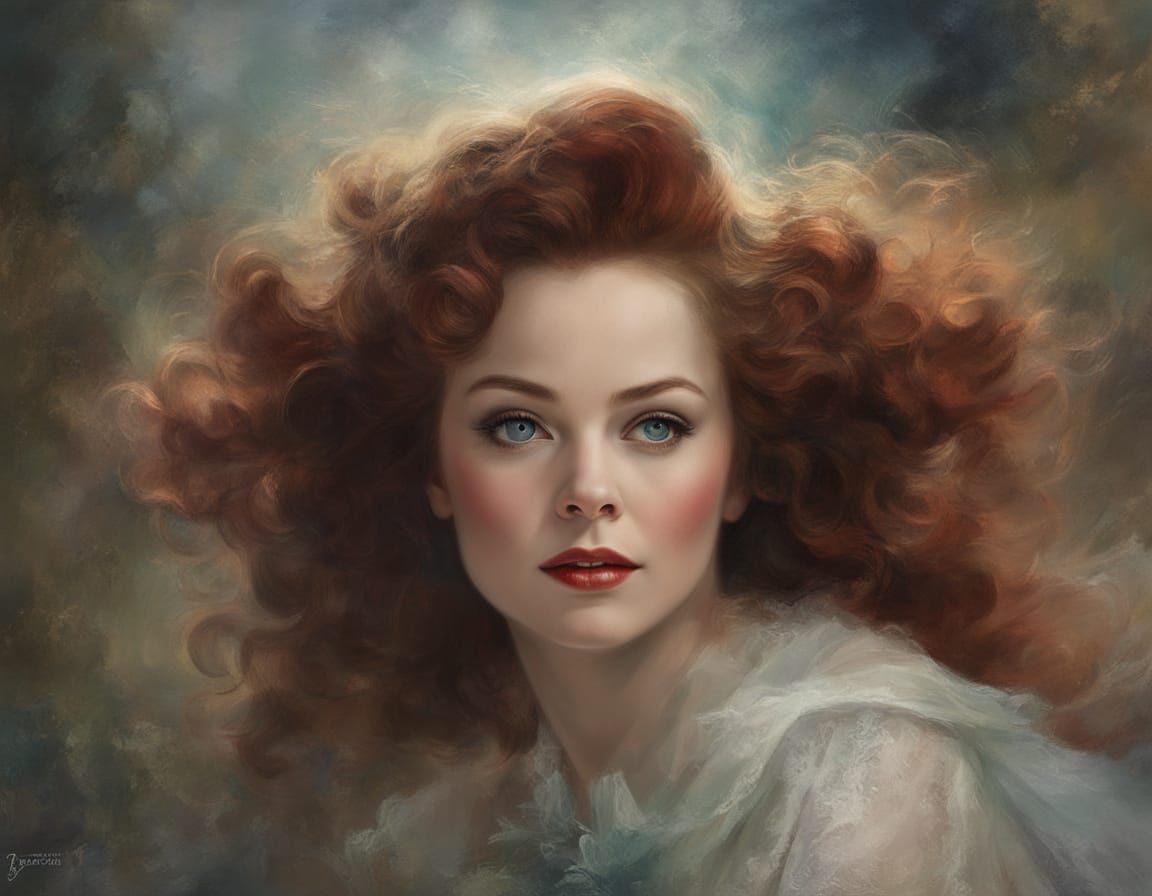 Susan Hayward Portrait in Impasto Chalk Art Style