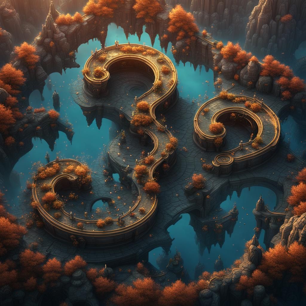 Fantastical Question Mark Concept Art in Deep Color