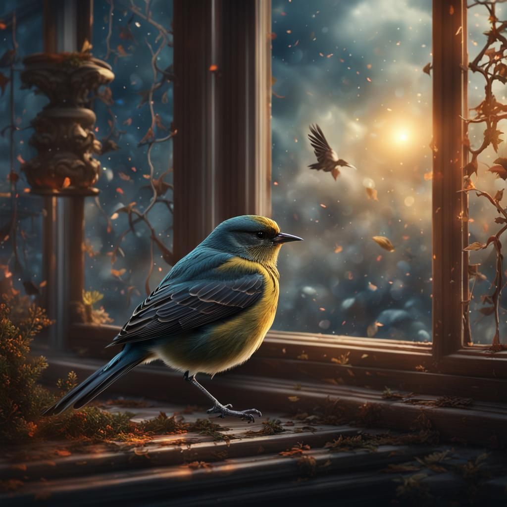 Detailed Digital Painting of a Singing Bird