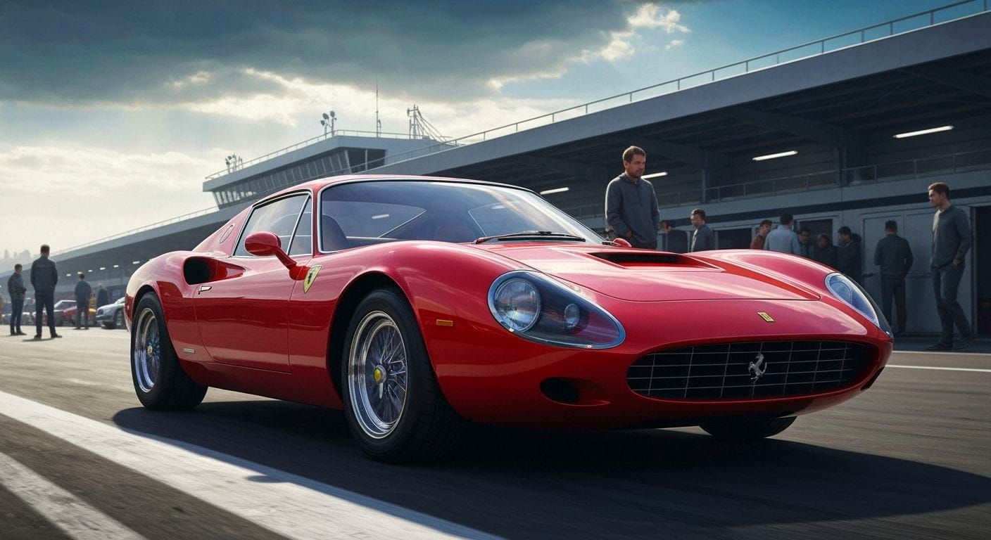Retro-Modern Sports Car in Rosso Corsa Red