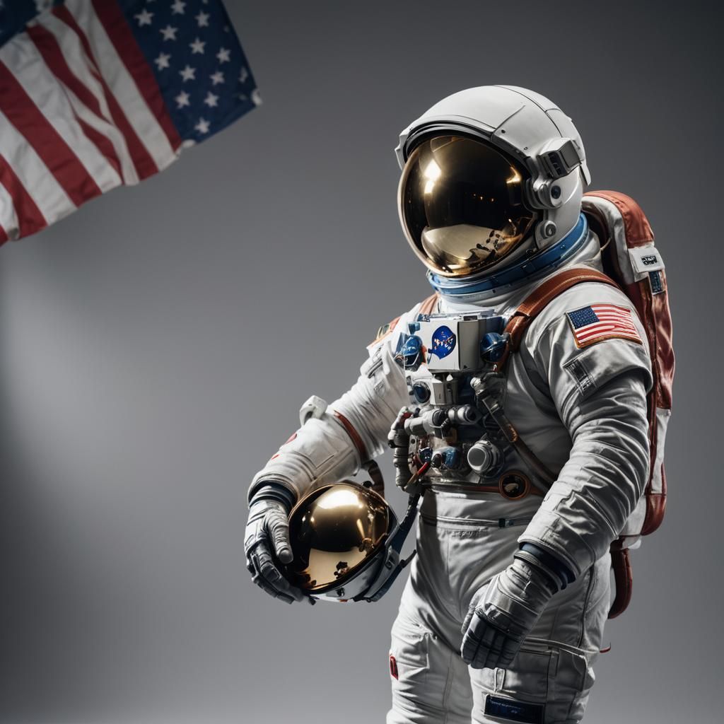Astronaut Portrait with Helmet in Studio Lighting