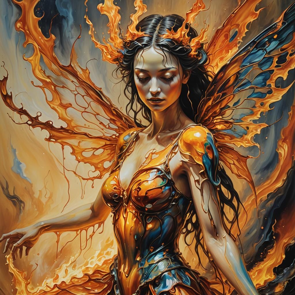 Fiery Fairy in Dreamlike Surrealism