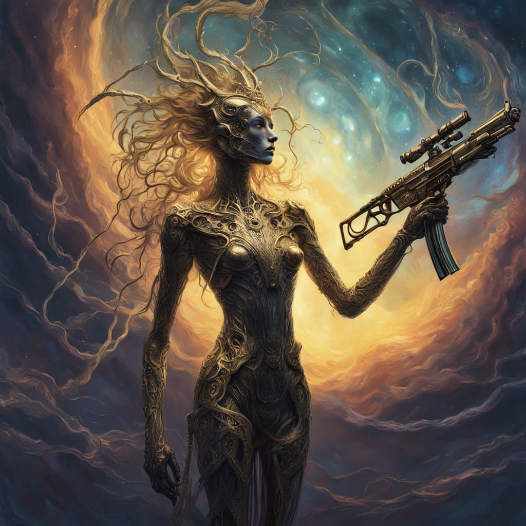 Alien Queen in Nebula: A Surreal Sci-Fi Portrait