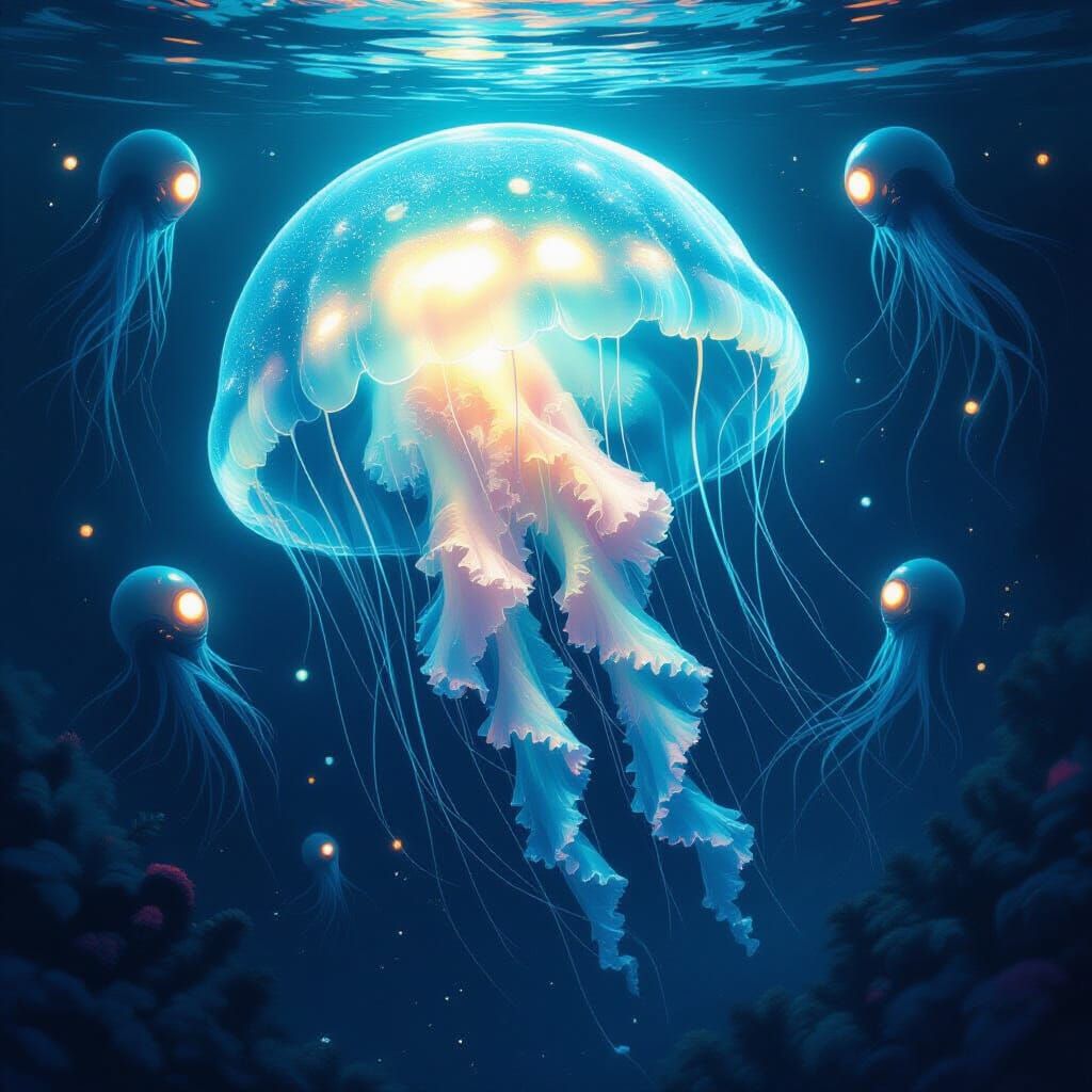 Bioluminescent Jellyfish Illuminates Alien Ocean