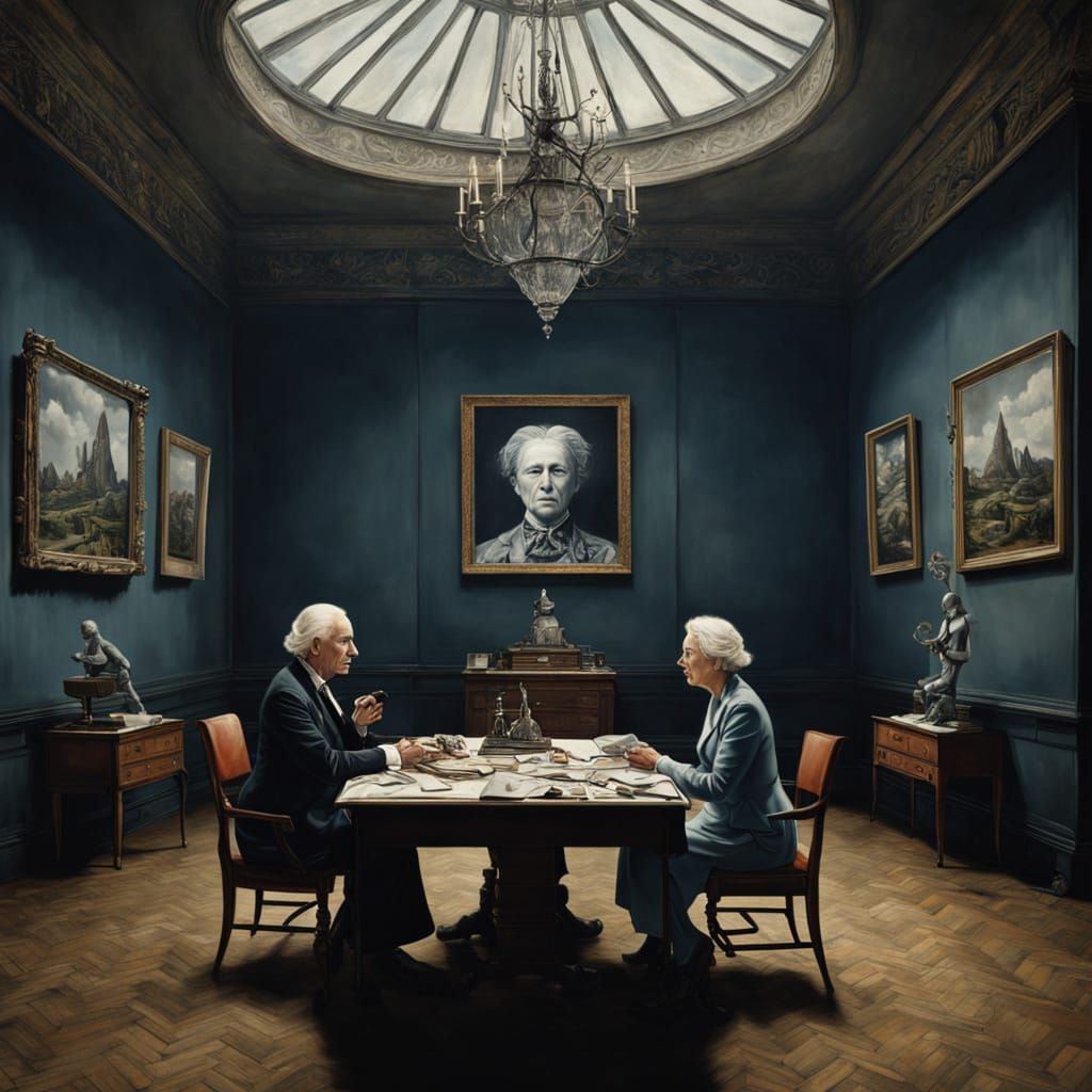 Metaphysical Painting of Inner Questions in Surrealist Style