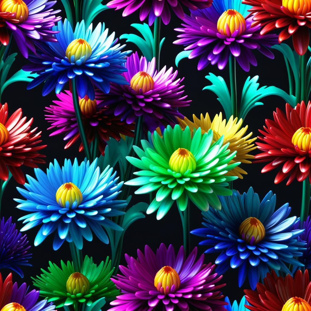 Crystal Chrysanthemums in Detailed Matte Painting