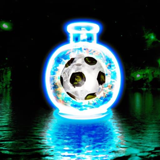 Glowing Soccer Ball in Crystal Jar by Lake