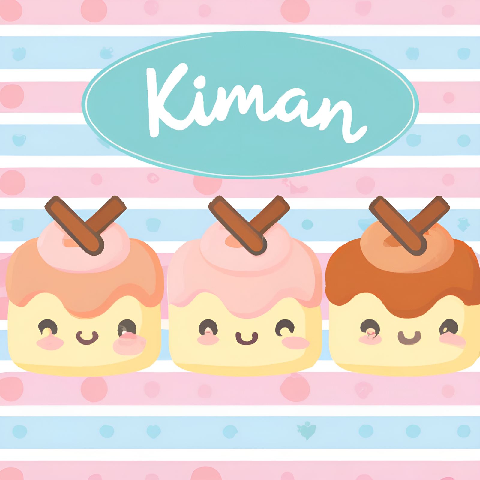 Cute Kawaii Bunch Of Pastel Cinnamon Rolls With Cinnamon Sticks On Top