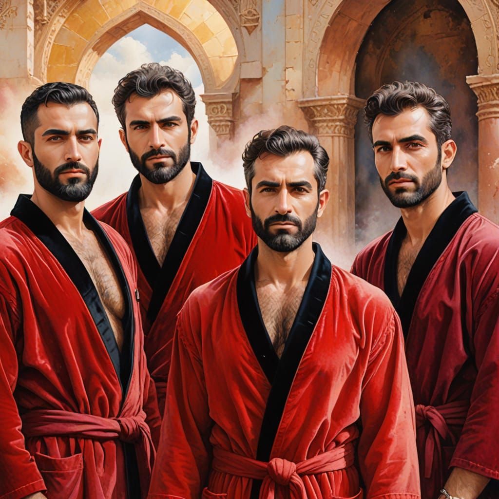 Handsome Turkish Men in Velvet Robes as Impressionist Master...