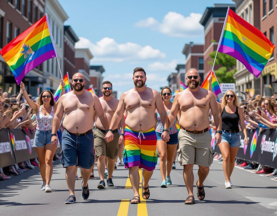 Colourful Pride Parade with Joyful Men