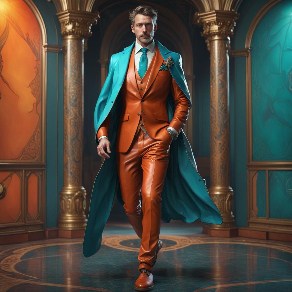 Gentleman in Leather Suit: Hyperrealistic Fantasy Art