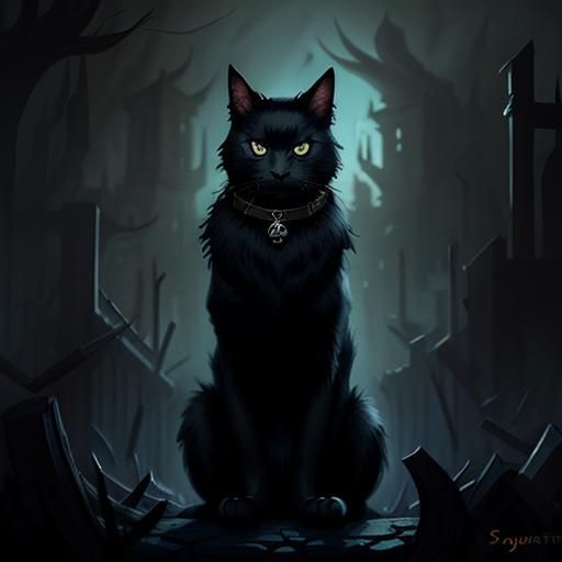 Mysterious Shadow Cat in Cartoon Style