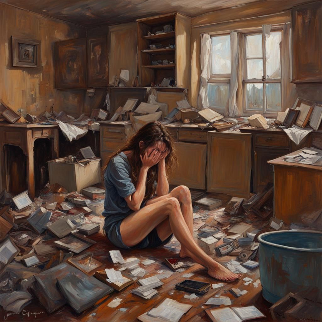 Woman in Chaos: Oil Painting