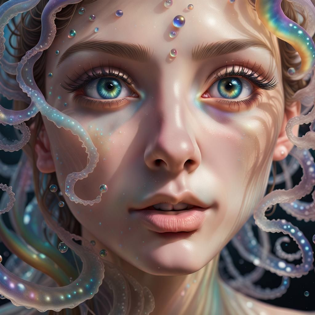 Jellyfish Goddess with Galaxy Eyes: Masterpiece Portrait