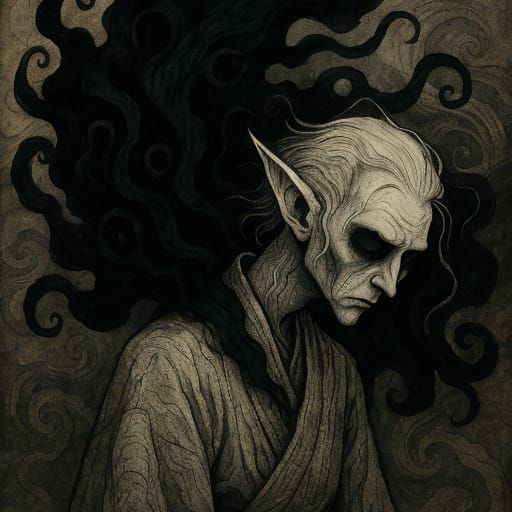 Eerie Elf with Flowing Smoke in Burton Style