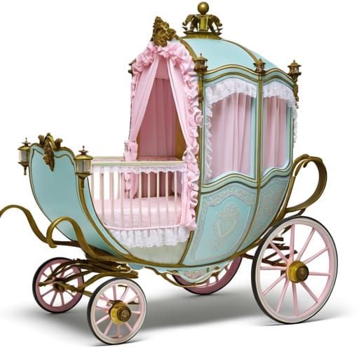 Victorian Carriage and 80s Crib in Modern Art Style