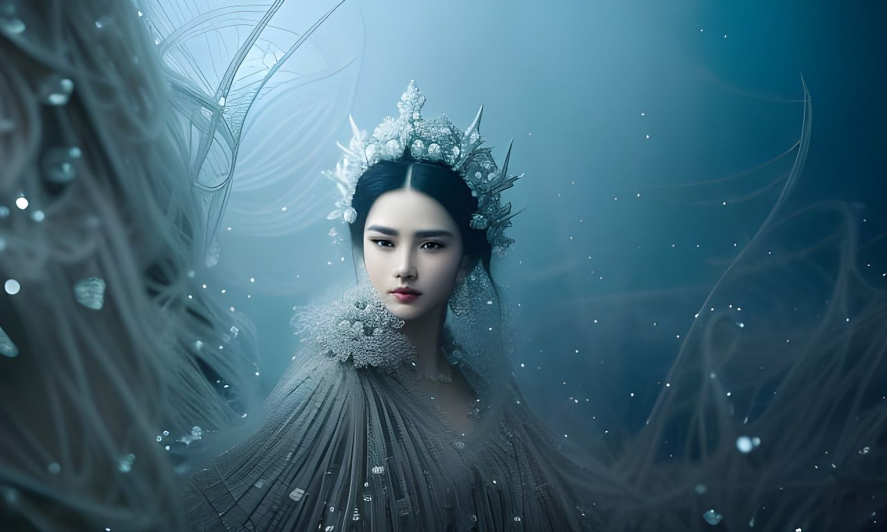 Snowflake Lady Portrait in Hyperdetailed Fantasy Art