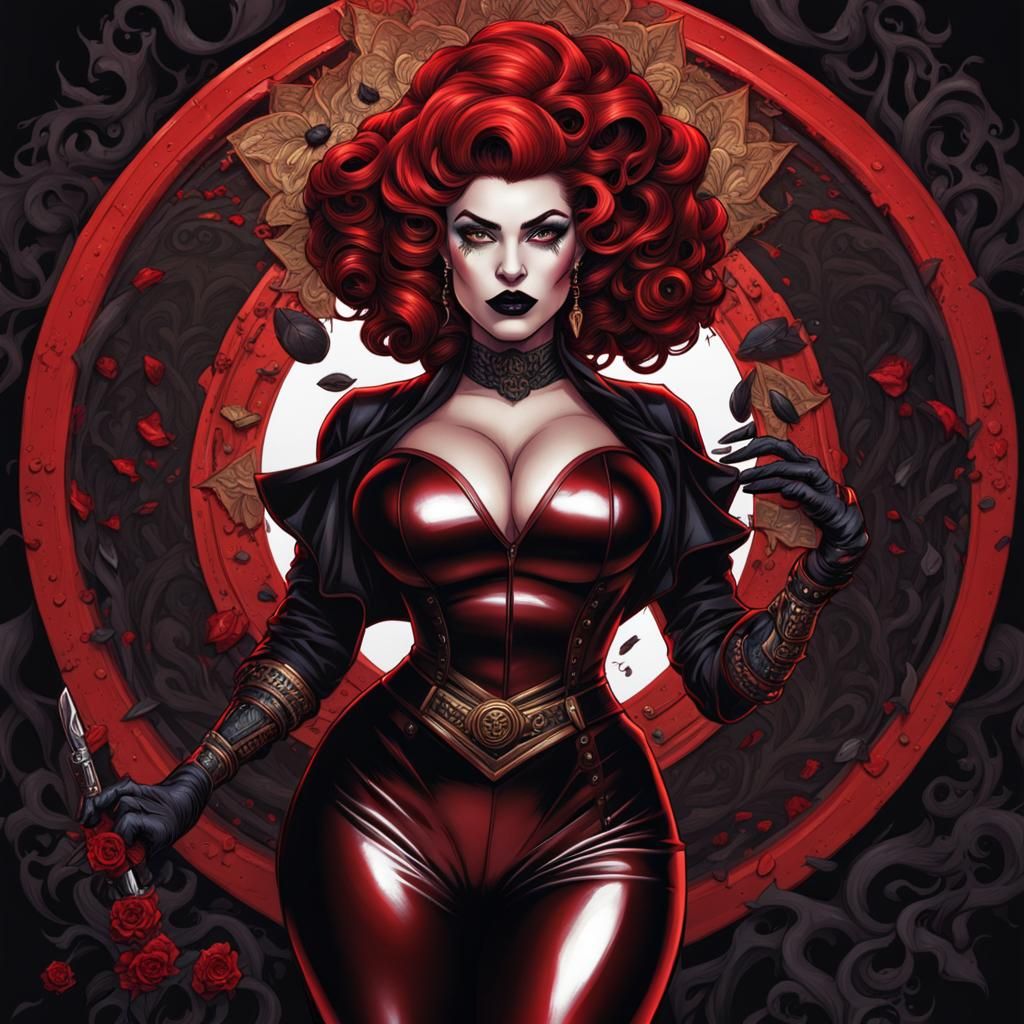 Goth Spy Woman as Black Rogue: Digital Illustration