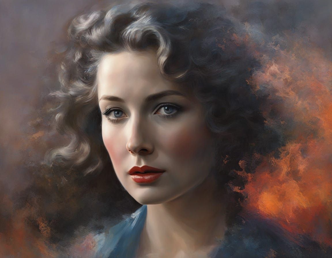 Vintage Movie Poster Portrait in Impasto Chalk Art