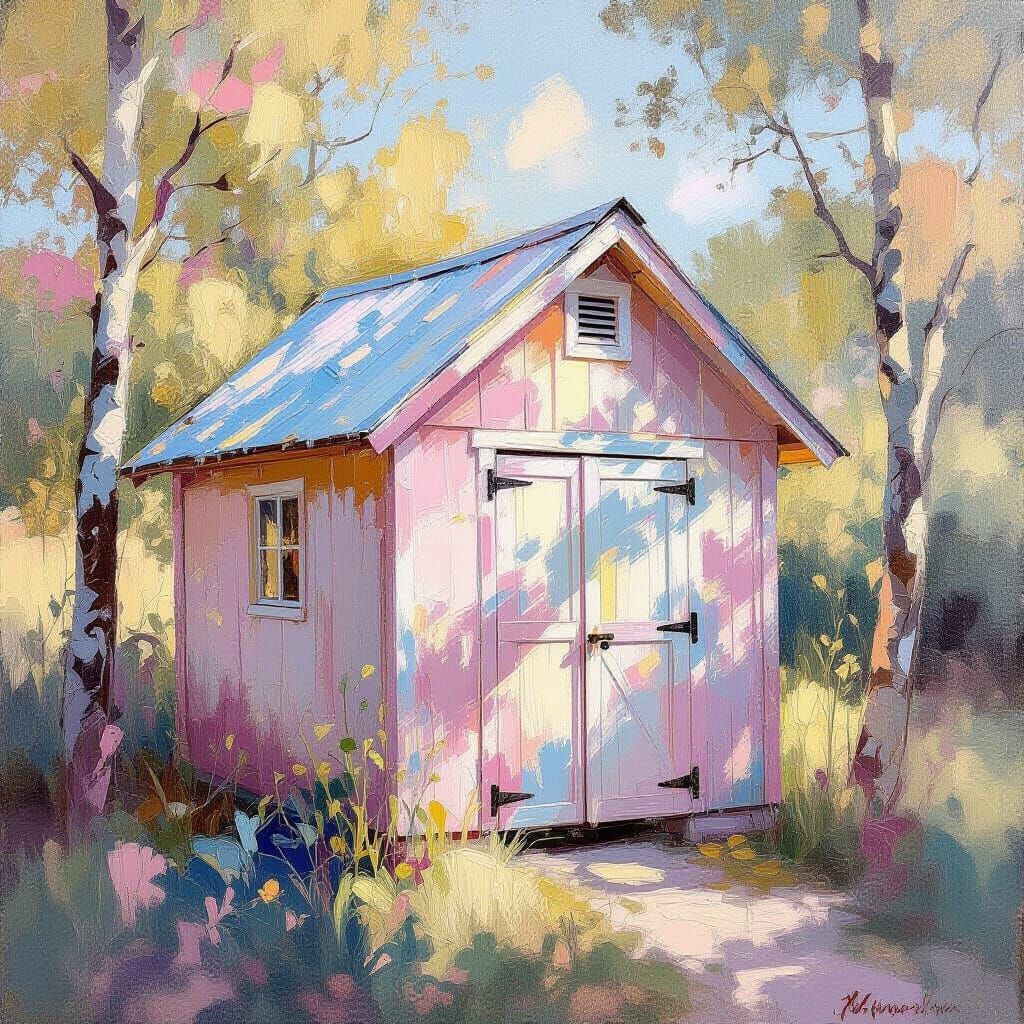 Modern Wood Shed in Rococo Impressionist Style