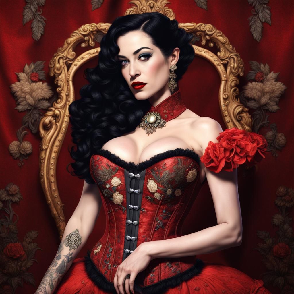 Burlesque Dancer in Steampunk Style Corset