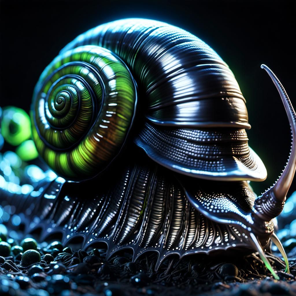 Xenomorph Snail: Biopunk Art in Ultra Detail