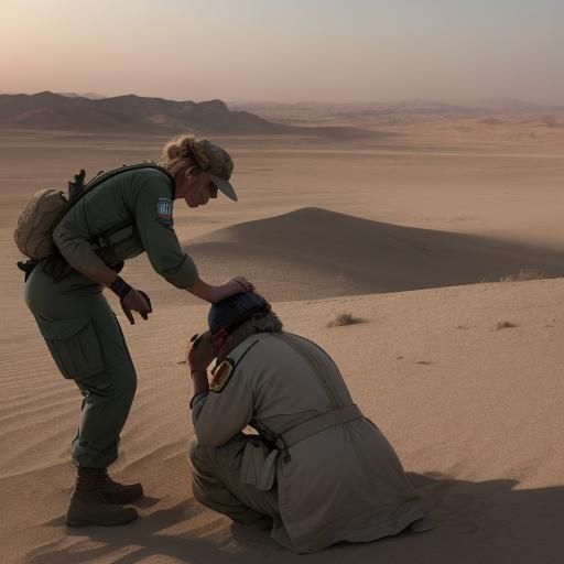 Medic on Battlefield in Cinematic Film Still