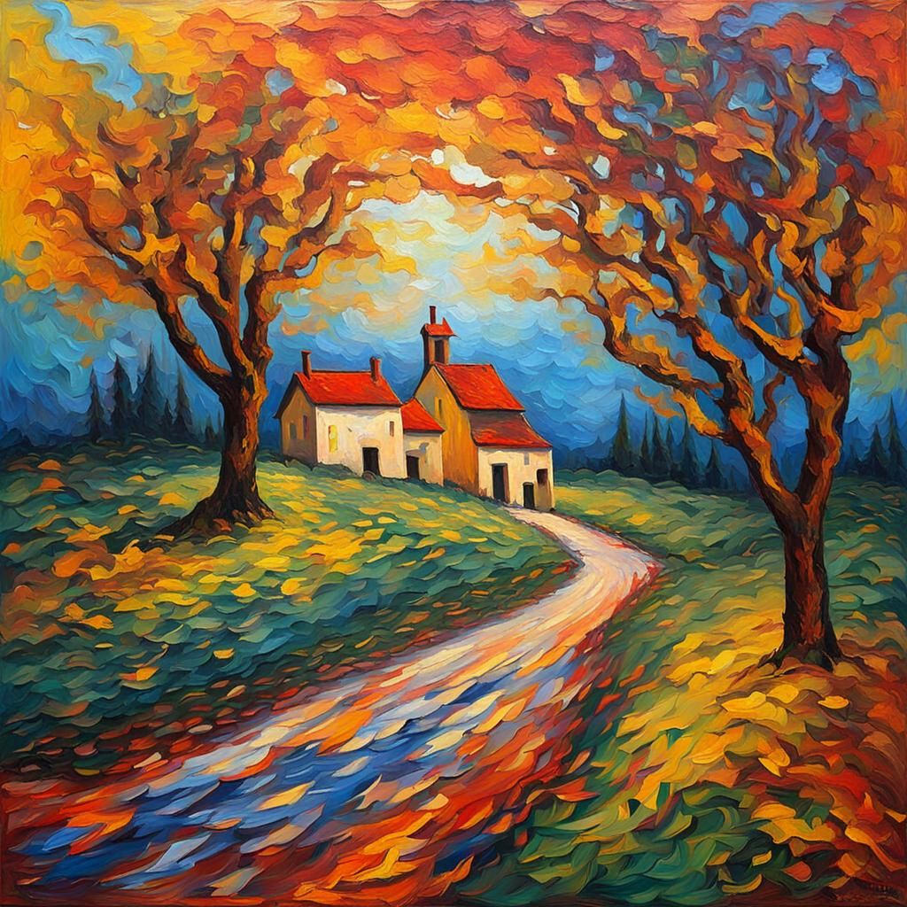 Expressionist Path with Impasto Oil Paint