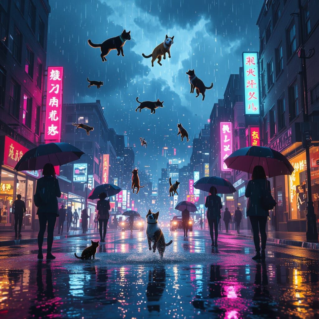 Surreal Storm Rains Animals on City Street