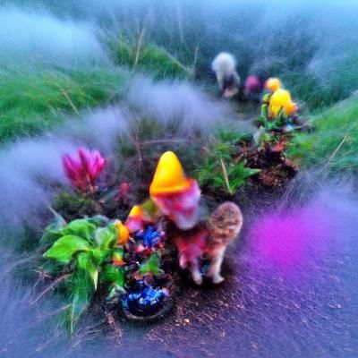 Gnomes vs Kitten: Nighttime Garden Drama