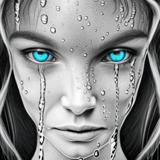 Hyperrealistic Pencil Sketch: Water and Eyes Optical Illusio...