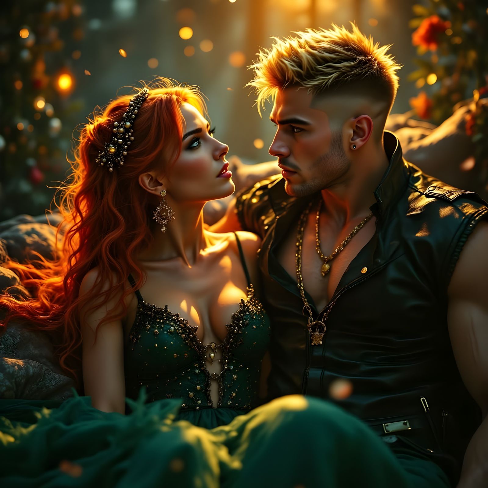 Mysterious Green-Eyed Siren Duet in Rich, Dark Fantasy