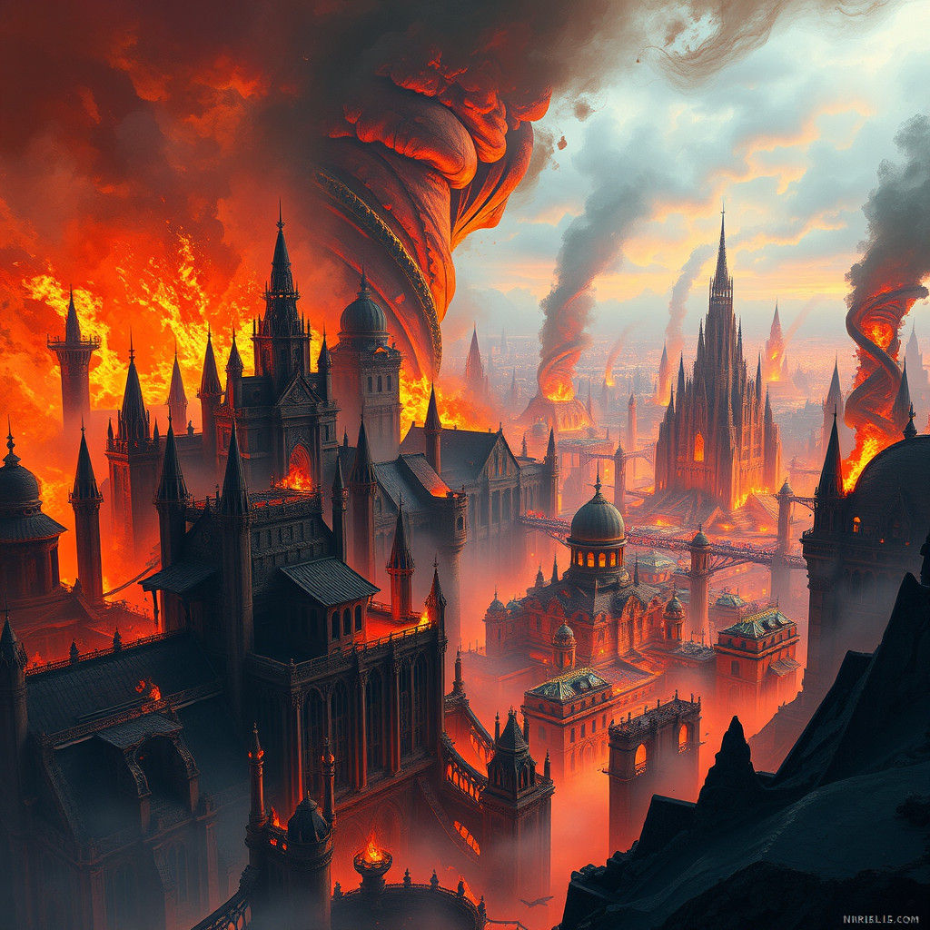 Inferno Metropolis: A City Consumed by Mystical Fire