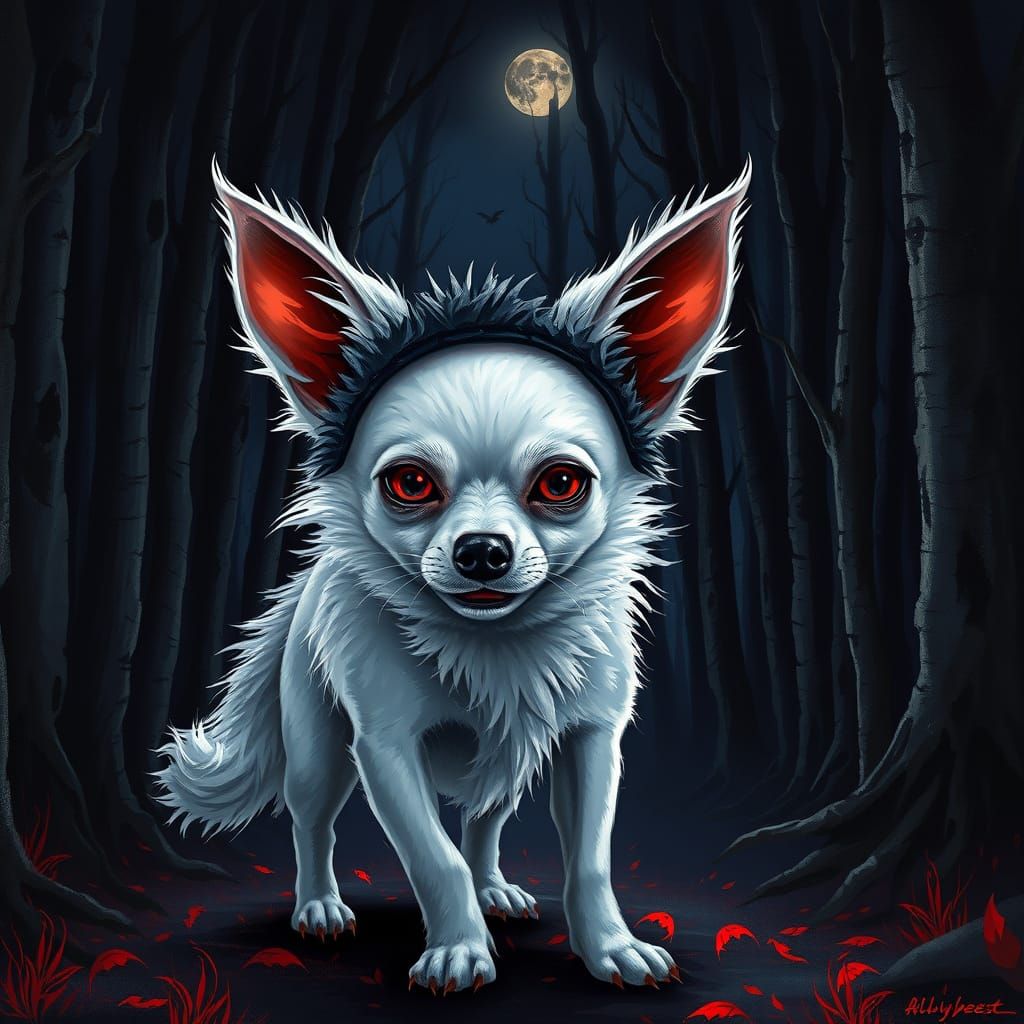 Chihuahua Wolf Costume in Eerie Forest