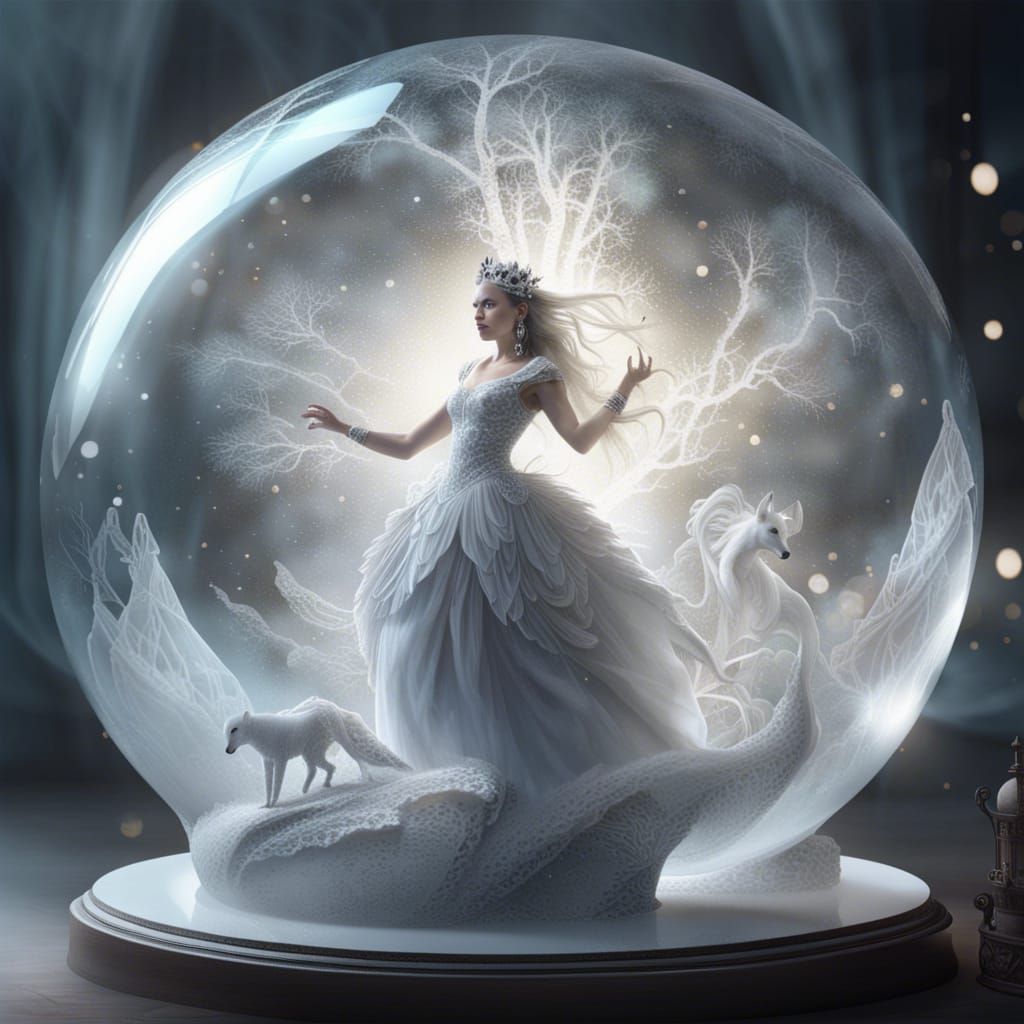 Crystallized Glass Sphere: Princess and Animals