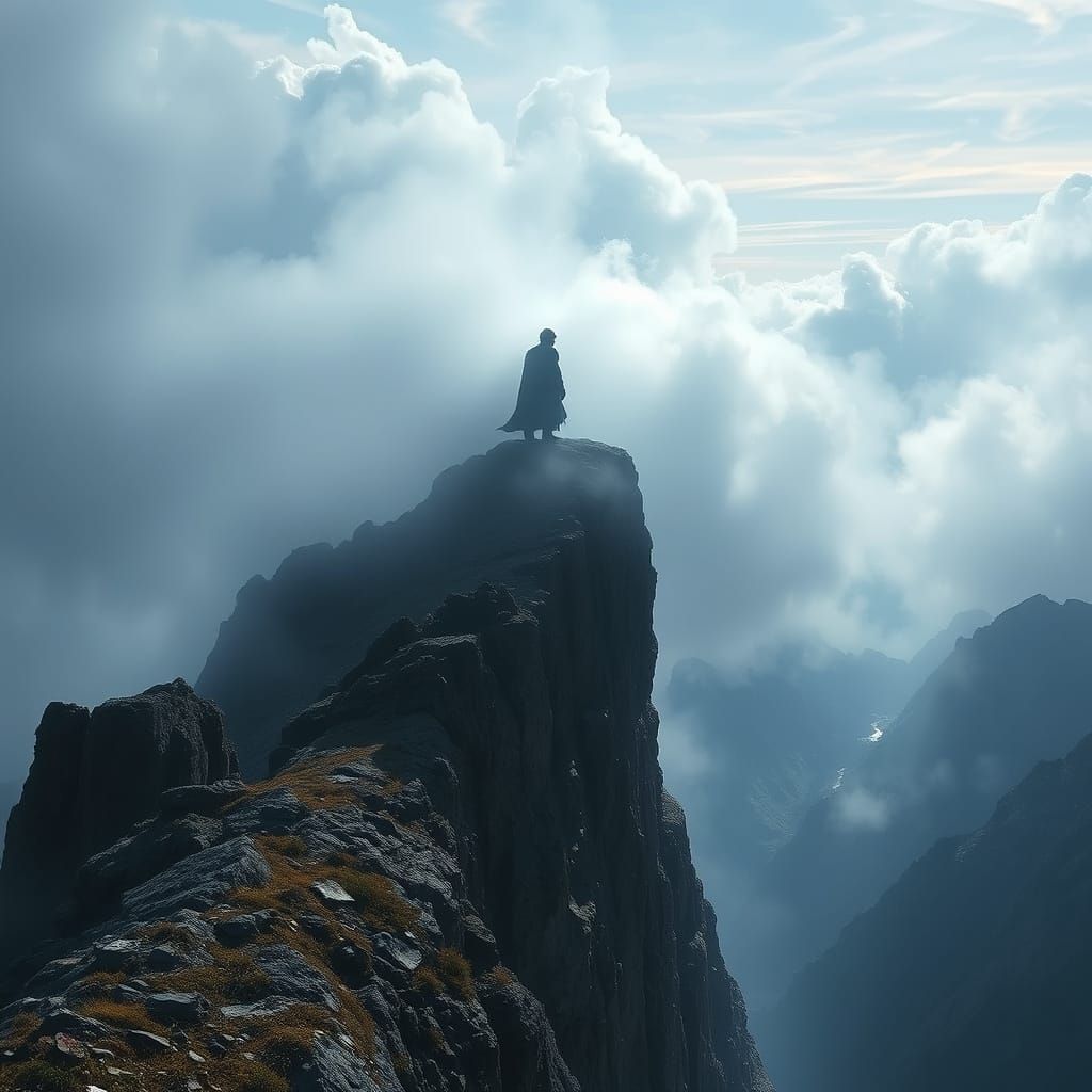 Epic Figure in Misty Landscape, Digital Matte Painting