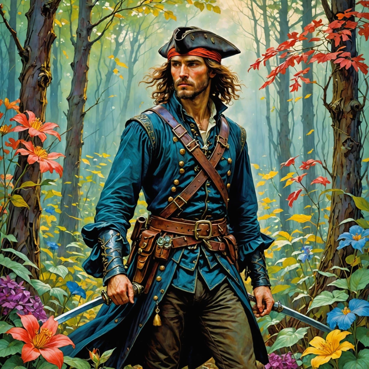 Mystical Watercolor Forest Encounter