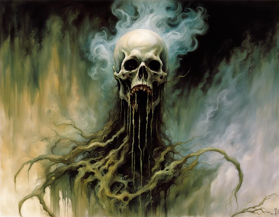 Horrifying Undead Apparition in Acrylic Splash Art