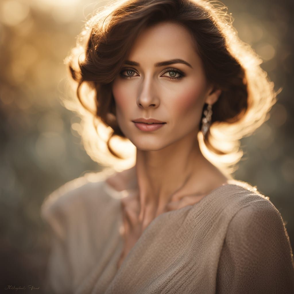 Woman in Serene Elegance, Photorealistic Portrait