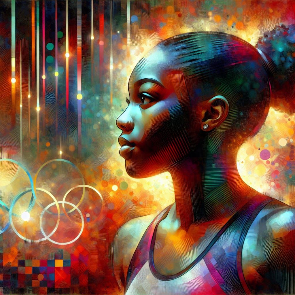 Gymnast Portrait in Art Nouveau Watercolor Style