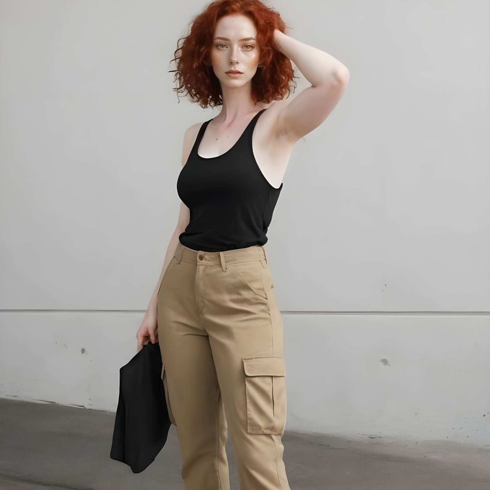 Agitated Redhead with Amber Eyes on White Background