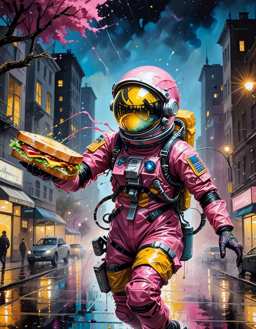 Whimsical Sci-Fi Scenes with Vibrant Oil Painting Style