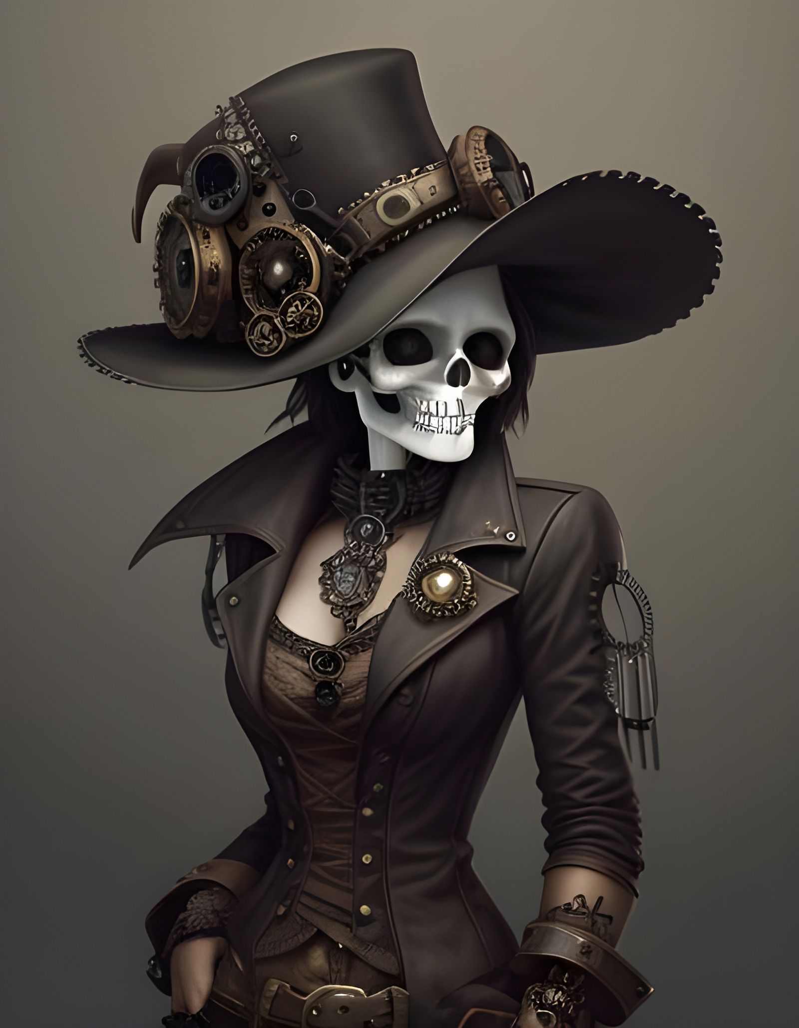 Steampunk Skull with Intricate Mechanical Details