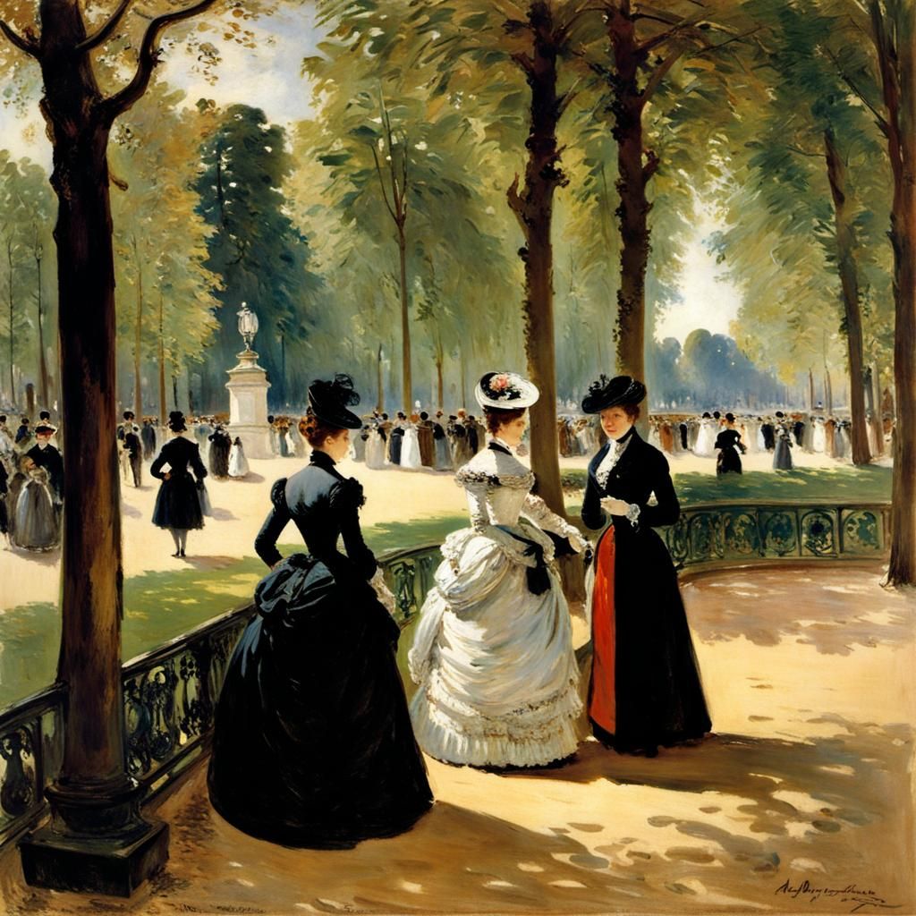 Jardin de Luxembourg Painting in Realistic Style