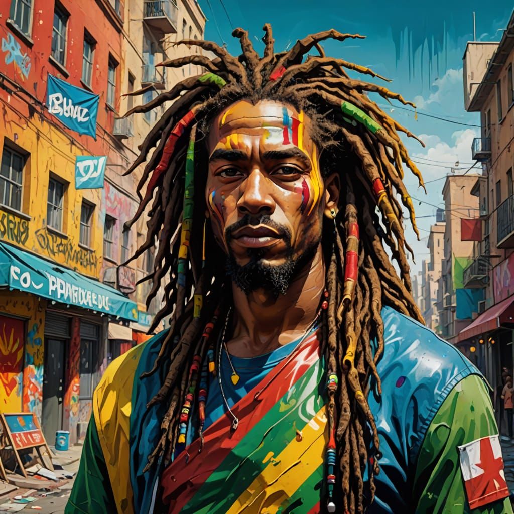 Surreal Cityscape with Rasta Nationalist