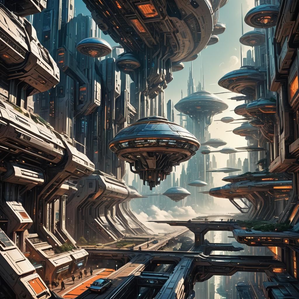 Vibrant Sci-Fi Cityscape of the Future