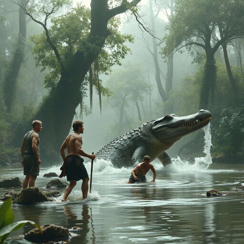 Cowards Confront Giant Crocodiles in Forest River