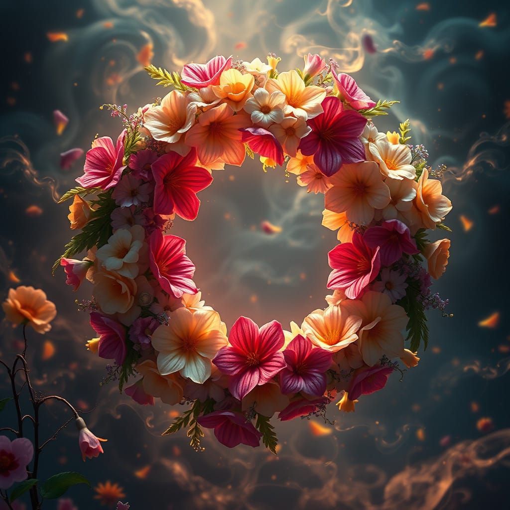 Enchanted Floral Wreaths in Vibrant Fantasy
