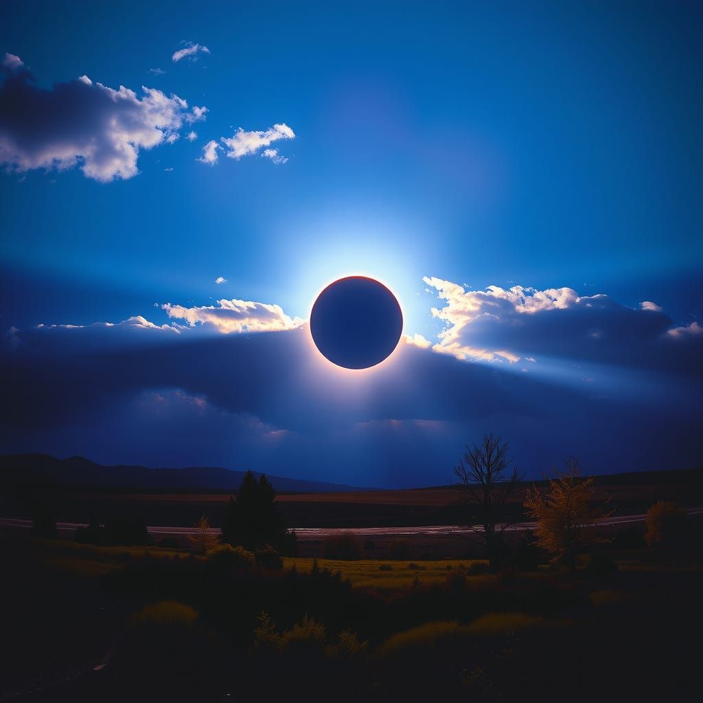 Ethereal Eclipse Landscape in Dramatic Brushstrokes