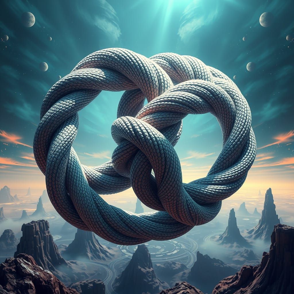Ethereal Knotwork in Cosmic Dreamscape